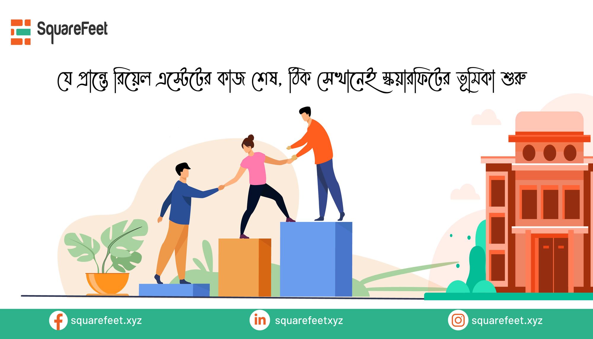 যে প্রান্তে রিয়েল এস্টেটের কাজ শেষ, ঠিক সেখানেই স্কয়ারফিটের ভূমিকা শুরু